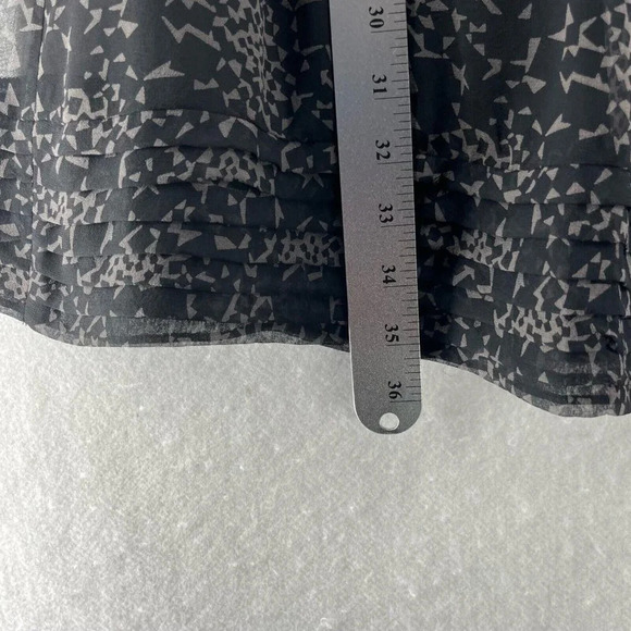 Shoshanna Dress Size 4 Silk Chiffon Geometric A-Line Mini Flutter Sleeve Black - Picture 10 of 12